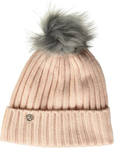 Calvin Klein Women's Racer Stripe Ribbed Pom Beanie in Kuwait