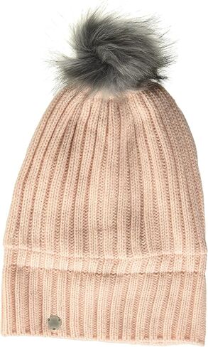Calvin Klein Women's Racer Stripe Ribbed Pom Beanie in Kuwait