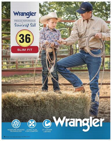 بنطلون جينز راعي البقر ذو الأداء الممتاز للرجال من Wrangler in Kuwait