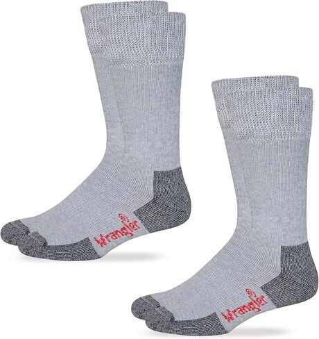 Wrangler Mens UltraDri Non Binding Stretch Top Crew Work Boot Socks 2 Pair Pack in Saudi Arabia