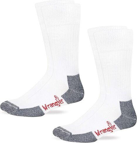 Wrangler Mens UltraDri Non Binding Stretch Top Crew Work Boot Socks 2 Pair Pack in Saudi Arabia