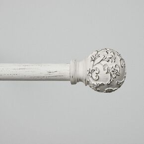 Exclusive Home Vine 1" Curtain Rod and Finial Set, Distressed White, Adjustable 36"-72"