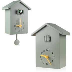 KEYPOWER Cuckoo Clock Cuckoo Wall Clock,Cuckoo Bird Voices Call, Design Clock Pendulum, Bird House, Wall Art Home Living Room Kitchen Office Decoration (Green)