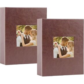 Artmag Photo Album 4x6 50 Pockets 2 Packs, Leather Cover Mini Photo Book, Can Save 100 Photos for 4x6 Pictures, Artwork or Postcard Storage (Beige)