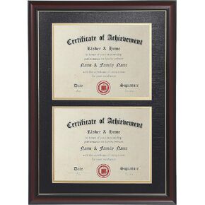 ELSKER&HOME Double Diploma Frames 14x20 for Two 8.5x11 Diplomas,Certificates,Degrees,Documents,Cherry Color Golden Rim for Dual Diploma/Certificate/Document Frame for Two 8.5x11 Inch with Mat