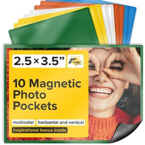 Magnetic Picture Frames for Refrigerator, Black, Holds 2.5x3.5 inches photo, 10 pack, premium magnetic photo frame by X-Bet