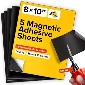 Magnetic Sheets with Adhesive Backing - 5 PCs Each 8" x 10" - Flexible Magnetic Paper with Strong Self Adhesive - Sticky Magnet Sheets for Photo and Picture Magnets, Stickers and Other Craft Magnets in Kuwait