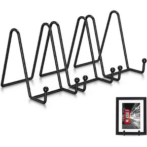 Livelab Plate Stands for Display, 3 Pack 4.5 Inch Picture Stand Black Iron Easel Decorative Plate Holder Display Stand, Metal Photo Frame Stand for Decorative Dish, Book, Tablets, Tabletop Art