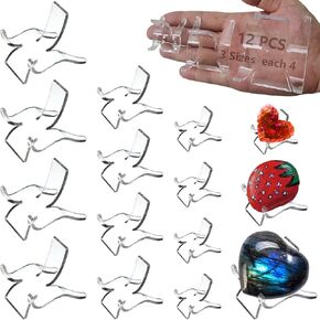 12 PCS Rock Display Stand Mini Acrylic Easel Stands ( 3 Sizes ) Acrylic Rock Holder Rock Stands for Display Multiple Sizes Small Collectibles - Crystal Painted Rock Geodes Rock Mineral Agate Fossil in Saudi Arabia