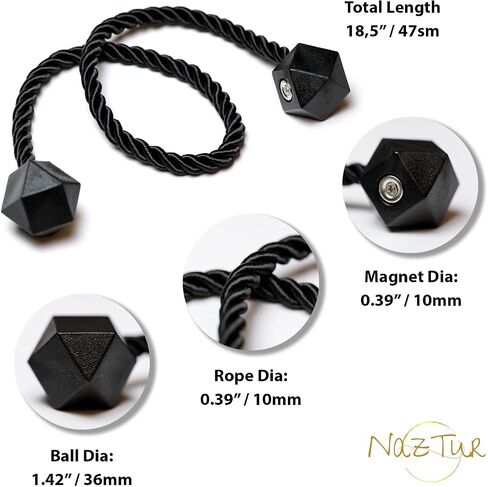 NazTur Magnetic Curtain Tiebacks- Upgrade 2022 with a Thicker Twist Rope and Strong Magnet Tieback Window Treatment Holdbacks Draperies Holders Decorative Drape Handmade Curtain Tie Back (Beige, 2) in Saudi Arabia