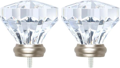 لمسات نهائية مزخرفة من KAMANINA لقضبان الستائر مقاس 3/4 و5/8 بوصة، وقضبان ستائر من الألماس الأكريليك، باللون الأسود، مجموعة من 2، برغي قياسي M6 in Kuwait