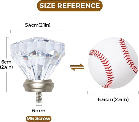 لمسات نهائية مزخرفة من KAMANINA لقضبان الستائر مقاس 3/4 و5/8 بوصة، وقضبان ستائر من الألماس الأكريليك، باللون الأسود، مجموعة من 2، برغي قياسي M6 in Kuwait