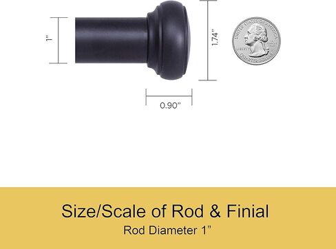 Kenney KN90001 Weaver Cap End قضيب ستارة مقاوم للصدأ للاستخدام الداخلي/الخارجي، طول قابل للتعديل 72-144 بوصة، لمسة نهائية سوداء، أنبوب فولاذي بقطر 1 بوصة in Saudi Arabia