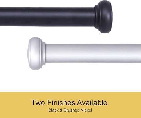 Kenney KN90001 Weaver Cap End قضيب ستارة مقاوم للصدأ للاستخدام الداخلي/الخارجي، طول قابل للتعديل 72-144 بوصة، لمسة نهائية سوداء، أنبوب فولاذي بقطر 1 بوصة in Saudi Arabia