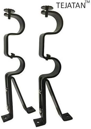 TEJATAN - دعامات قضبان ستائر مزدوجة - قطر 1 بوصة، فضي (مجموعة من 2) (يمكن أن تُعرف أيضًا باسم - مجموعة دعامات قضيب ستائر مزدوجة للستائر/دعامة قابلة للتعديل لقضيب الستارة المزدوج) in Kuwait