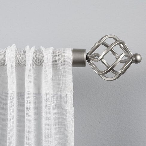 Exclusive Home Curtains Torch 1" Curtain Rod and Finial Set, 36"-72", Matte Silver in Saudi Arabia