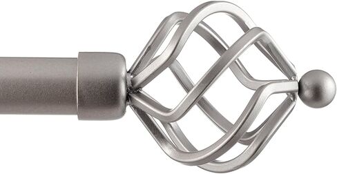 Exclusive Home Curtains Torch 1" Curtain Rod and Finial Set, 36"-72", Matte Silver in Saudi Arabia