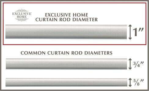 Exclusive Home Curtains Torch 1" Curtain Rod and Finial Set, 36"-72", Matte Silver in Saudi Arabia