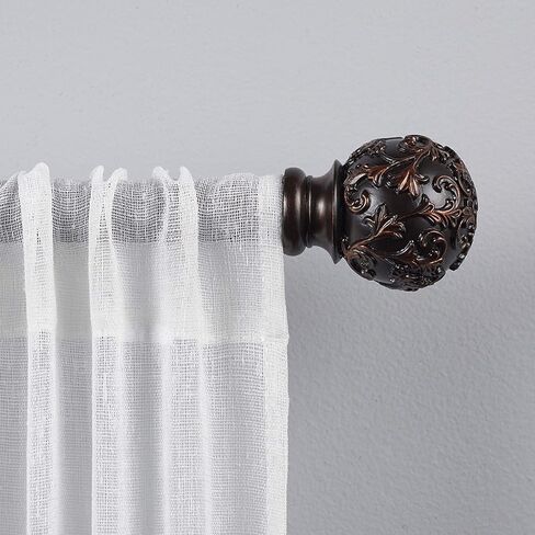 Exclusive Home Vine 1" Curtain Rod and Finial Set, Distressed White, Adjustable 36"-72" in Saudi Arabia
