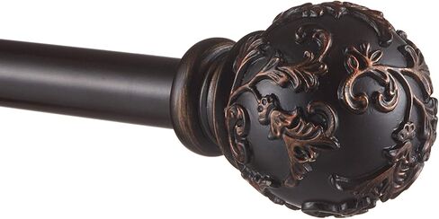 Exclusive Home Vine 1" Curtain Rod and Finial Set, Distressed White, Adjustable 36"-72" in Saudi Arabia