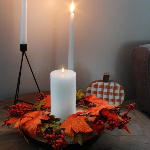 AuldHome Fall Leaves Candle Wreaths (2-Pack); Autumn Colors Decorative Candle Rings for Fall and Thanksgiving Decor in Saudi Arabia