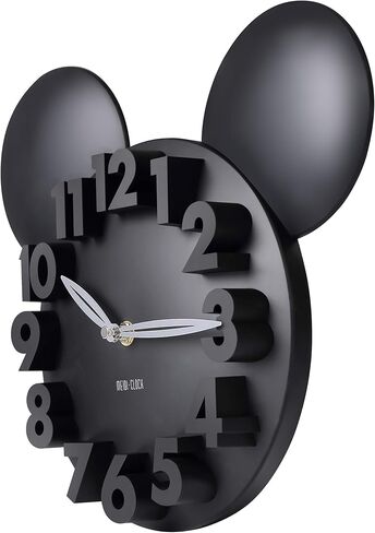 ساعة حائط بمفهوم ميكي ماوس من MEIDI CLOCK - أرقام ثلاثية الأبعاد، حركة كوارتز صامتة، 12 بوصة أسود على أحمر in Saudi Arabia