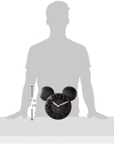ساعة حائط بمفهوم ميكي ماوس من MEIDI CLOCK - أرقام ثلاثية الأبعاد، حركة كوارتز صامتة، 12 بوصة أسود على أحمر in Saudi Arabia