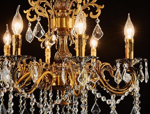 15 Light Classic Vintage Crystal Candle Chandeliers for Living Room Dining Room Foyer Entryway Antique Gold Finish in Kuwait