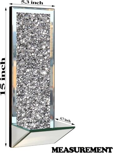 GIMORRTO Stylish Mirrored Candle Sconces 2 Set - Elegant Wall Candle Holders with Crushed Diamond 15x5.3 Inch for Pillar Candles (Mirror gray) in Kuwait