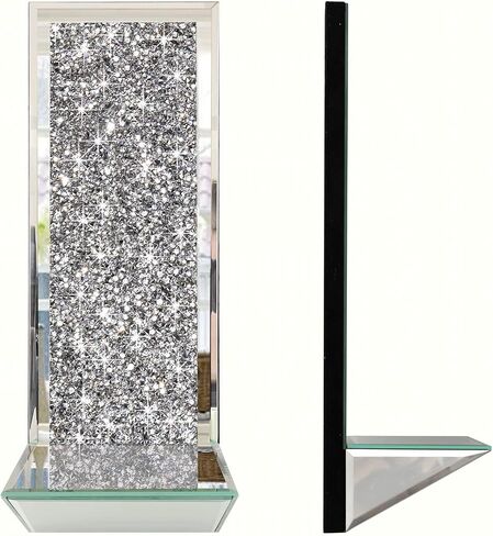 GIMORRTO Stylish Mirrored Candle Sconces 2 Set - Elegant Wall Candle Holders with Crushed Diamond 15x5.3 Inch for Pillar Candles (Mirror gray) in Kuwait
