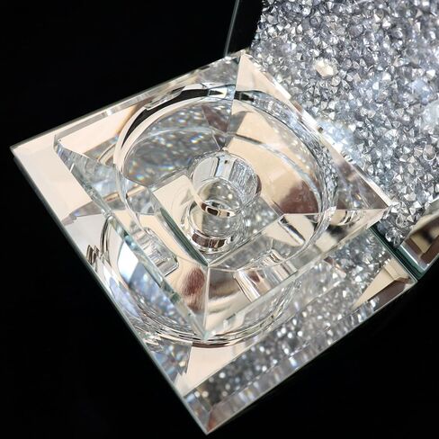 مجموعة شمعدانات شموع عاكسة أنيقة من GIMORRTO - حامل شموع حائط أنيق مع ألماس مسحوق مقاس 15 × 5.3 بوصة للشموع الدعامة (رمادي مرآة) in Kuwait