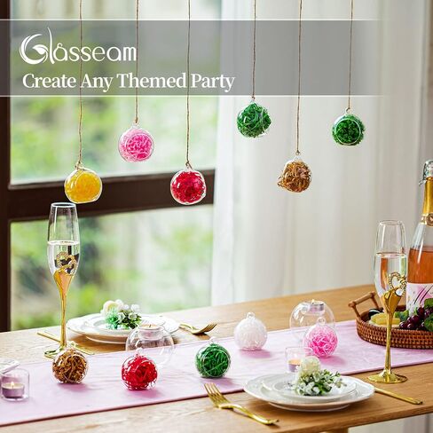 Hanging Glass Tealight Candle Holder, Glasseam 2.36" Clear Tea Light Holders Unity Globes Ball Ornaments Bulk Small Orbs for Tea Lights Wedding Centerpieces Halloween Christmas, 20Pcs+4Gifted in Saudi Arabia