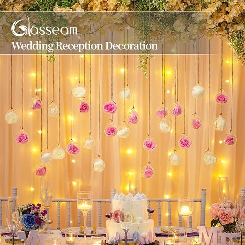 Hanging Glass Tealight Candle Holder, Glasseam 2.36" Clear Tea Light Holders Unity Globes Ball Ornaments Bulk Small Orbs for Tea Lights Wedding Centerpieces Halloween Christmas, 20Pcs+4Gifted in Saudi Arabia
