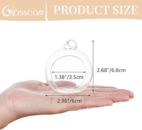 Hanging Glass Tealight Candle Holder, Glasseam 2.36" Clear Tea Light Holders Unity Globes Ball Ornaments Bulk Small Orbs for Tea Lights Wedding Centerpieces Halloween Christmas, 20Pcs+4Gifted in Saudi Arabia