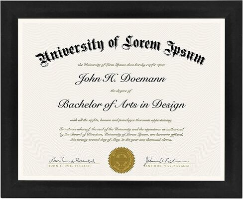 إطار صورة Americanflat مقاس 8.5 × 11 باللون الأسود - يُستخدم كإطار دبلوم أو إطار شهادة مع زجاج مقاوم للكسر - أدوات تعليق وحامل متضمنين لعرض الحائط والطاولة in Kuwait