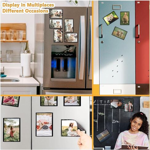 Mingting Magnetic Picture Frame, Holds 4x6 Inches Pictures, Reusable Black Magnet Fridge Photo Sleeves for Refrigerator, Locker,Office Cabinet in Saudi Arabia