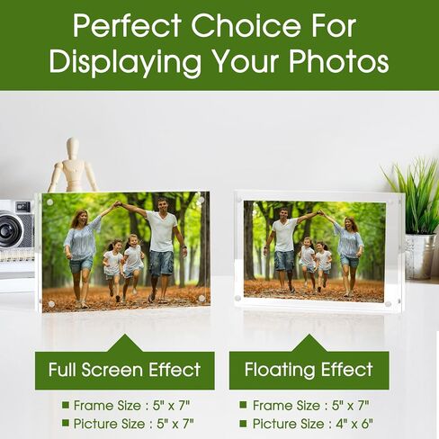 إطار صورة أكريليك مقاس 5 × 7، إطار أكريليك 5 × 7 متناغم مكون من 5 قطع إطار صورة مغناطيسي أفقي مزدوج الجوانب، عرض إطار صورة أكريليك قائم بذاته لسطح المكتب، إطار صورة، سمك 10+10 مم، إطار صورة مغناطيسي ممتاز هدايا مثالية in Kuwait
