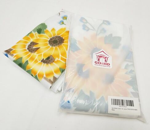 GOHD 3pcs Farmhouse Kitchen Cafe Curtain Set Air Brushed by Hand of Sunflower and Butterfly Design on Thick Satin Fabric (Swag and 24 inches Tiers Set) in Saudi Arabia
