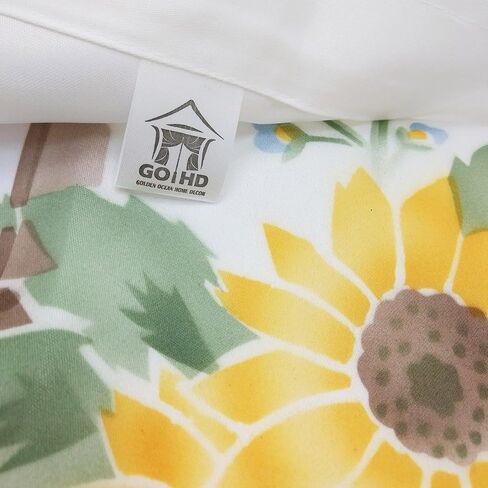 GOHD 3pcs Farmhouse Kitchen Cafe Curtain Set Air Brushed by Hand of Sunflower and Butterfly Design on Thick Satin Fabric (Swag and 24 inches Tiers Set) in Saudi Arabia