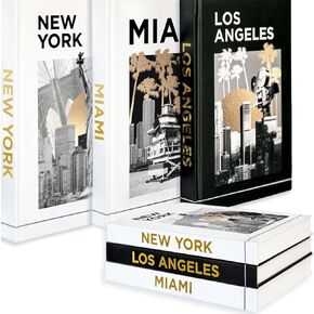 Native Villa Decorative Books for Home Decor Set of 3 Books for Coffee Table - Faux Books for Decoration with Blank Pages - City Books for Decoration - New York, Miami, Los Angeles Coffee Table Books in Saudi Arabia