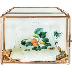 NCYP Wedding Glass Cards Box with Slot and Lock - 10.2x5.9x7.9 Inch - Black Geometric Cards Holder for Birthdays Party Reception, Wishing Well - Handmade Decorative Terrarium Box (Glass Box Only)