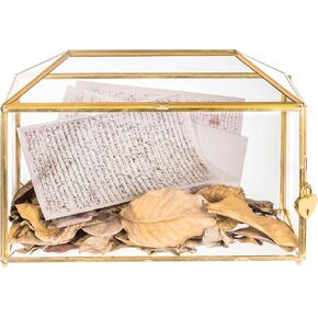 NCYP Wedding Glass Cards Box with Slot and Lock - 10.2x5.9x7.9 Inch - Black Geometric Cards Holder for Birthdays Party Reception, Wishing Well - Handmade Decorative Terrarium Box (Glass Box Only) in Kuwait