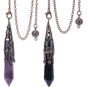 PLIGREAT 3 Pcs Bronze Metal Pendulum Dowsing Pendulum Necklace Spiritual Point Pendulum for Divination Quartz Wicca Balancing Fate Quiz Pendulum Divination Tool Detachable in Saudi Arabia