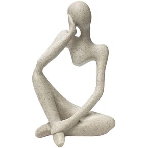 ChicRosa Sandstone Resin Thinker Style Abstract Sculpture Statue Collectible Figurines Home Office Bookshelf Desktop Decor(Sandstone - Left Reverie) (Sandstone - Left Reverie)