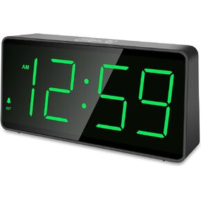 Peakeep Battery Operated Digital Clock, Alarm Clock for Bedrooms - Cordless Large Big Numbers 4 Dimmers for Seniors, Adjustable Volume Loud Alarm Clock for Heavy Sleepers Adults (Green Digits)