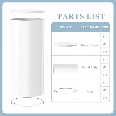 قاعدة أسطوانية مستديرة بيضاء 3 قطع أعمدة حامل قاعدة عرض طاولات أسطوانية للحفلات وأعمدة الزفاف وطاولات الحلوى وحفلات أعياد الميلاد وديكور الحفلات 15.7*35.4 بوصة (طول)، 14.2*29.5 بوصة (متوسط)، 13*23.6 بوصة (صغير) in Kuwait