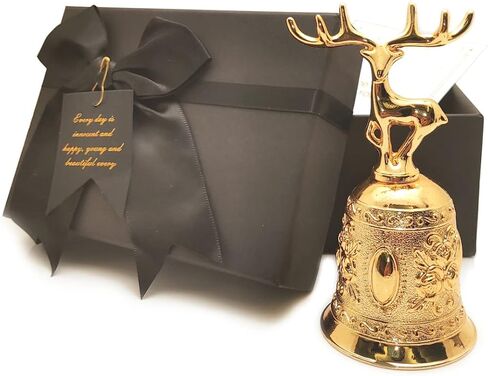 Decorative Deer Shape Hand Bell with Gift Box & Greeting Card, Metal Deer Handle Call Bell, Alarm, Jingles for Wedding Events Decoration (Bronze), 120x63x50mm in Kuwait