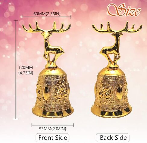 Decorative Deer Shape Hand Bell with Gift Box & Greeting Card, Metal Deer Handle Call Bell, Alarm, Jingles for Wedding Events Decoration (Bronze), 120x63x50mm in Kuwait