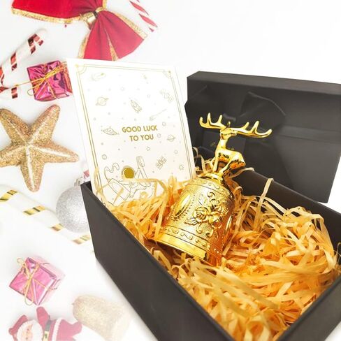 Decorative Deer Shape Hand Bell with Gift Box & Greeting Card, Metal Deer Handle Call Bell, Alarm, Jingles for Wedding Events Decoration (Bronze), 120x63x50mm in Kuwait