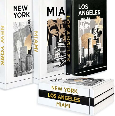 كتب ديكور الفيلا الأصلية لديكور المنزل مجموعة من 3 كتب لطاولة القهوة - كتب صناعية للديكور بصفحات فارغة - كتب المدينة للديكور - كتب طاولة القهوة في نيويورك وميامي ولوس أنجلوس in Saudi Arabia